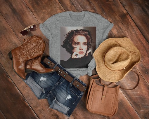 Winona Ryder 90s Photo Tee, Beautiful Actress Fan Art Design Shirt - Image 3