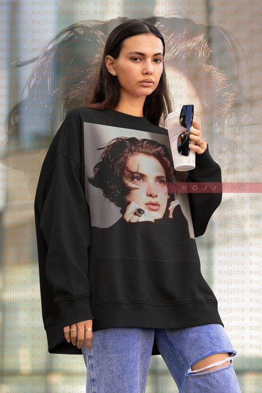 Winona Ryder 90s Retro Sweater, Beautiful Actress Fan Art Sweatshirt