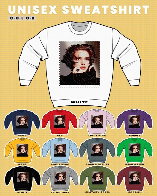 Winona Ryder 90s Retro Sweater, Beautiful Actress Fan Art Sweatshirt - Image 3