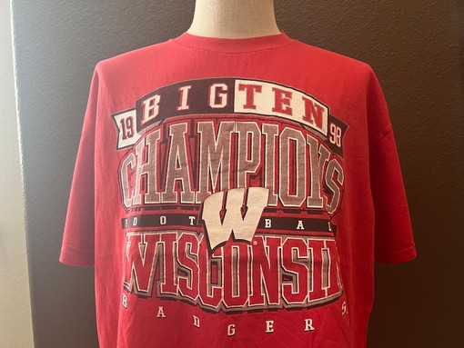 Wisconsin Badgers 1998 Big Ten Champs Red Shirt - Classic NCAA Clothing with State University Shirt - Image 2