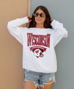 Wisconsin Badgers Slow Motion Classic Crew Fleece Pullover Sweatshirt with ncaa shirts for men