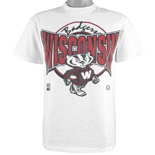 Wisconsin Badgers Spell-Out T-Shirt, 1990s Vintage NCAA Shirt - Unisex Sport Sweatshirt Hoodie Gift