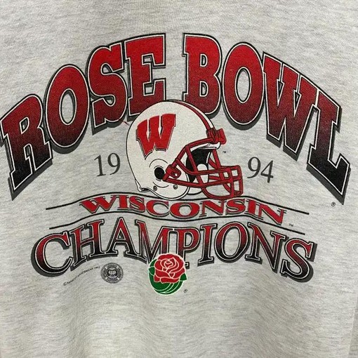 Wisconsin Badgers Sweatshirt - 1994 Rose Bowl Champions' Vintage Style with american university t shirt - Image 3