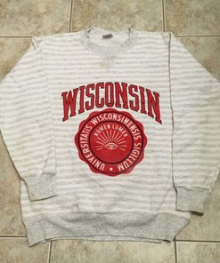 Wisconsin Badgers Vintage Style 1990s Pinstriped Sweatshirt Bundle, Ideal NCAA Gift for Fans with sport shirts girls