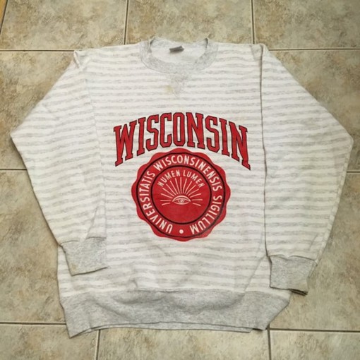 Wisconsin Badgers Vintage Style 1990s Pinstriped Sweatshirt Bundle, Ideal NCAA Gift for Fans with sport shirts girls
