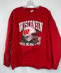 Wisconsin Badgers Vintage Style Capital One Bowl Football 2007 Sweatshirt with american university shirt