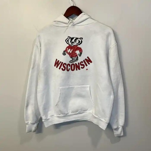 Wisconsin Badgers Vintage Style Hoodie Sweatshirt Bundle, NCAA Gifts for Fans with college shirts