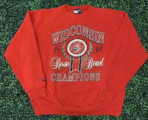 Wisconsin Badgers Vintage Style Rose Bowl Crewneck Sweatshirt with ncaa shirts for men