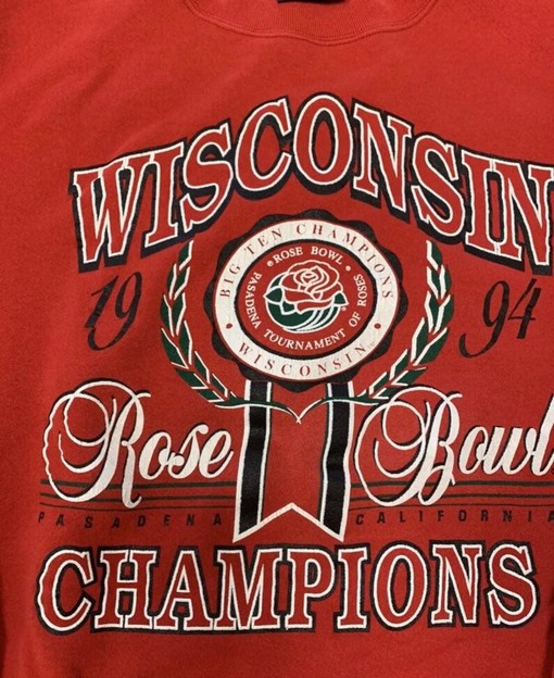 Wisconsin Badgers Vintage Style Rose Bowl Crewneck Sweatshirt with ncaa shirts for men - Image 2