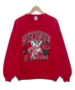 Wisconsin Badgers Vintage Style Rose Bowl Pullover Sweatshirt with retro ncaa shirts