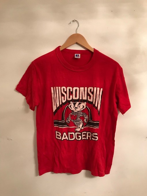 Wisconsin Badgers Vintage Style Russell Athletics Shirt and Sweatshirt Bundle, Ideal NCAA Gift for Fans