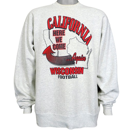 Wisconsin Football California Here We Come Again Sweatshirt, 1990s Vintage American Football Shirt Perfect Gift for Dad