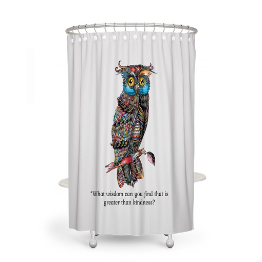 Wise Owl Kindness Shower Curtain with Optional Accessories or Set for a Calming Space - Image 2