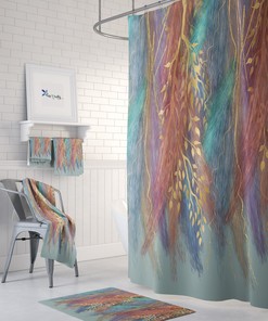 Wispy Boho Shower Curtain Set for Unique Home Decor