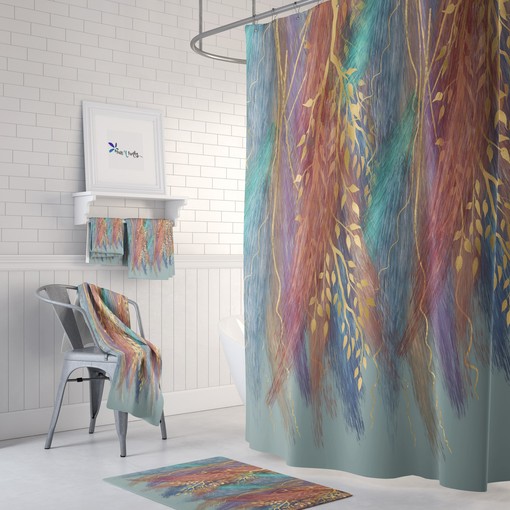 Wispy Boho Shower Curtain Set for Unique Home Decor