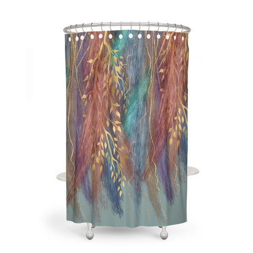 Wispy Boho Shower Curtain Set for Unique Home Decor - Image 2