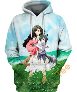 Wolf Children Ame and Yuki Anime Hoodie with 3D Print All Over Design