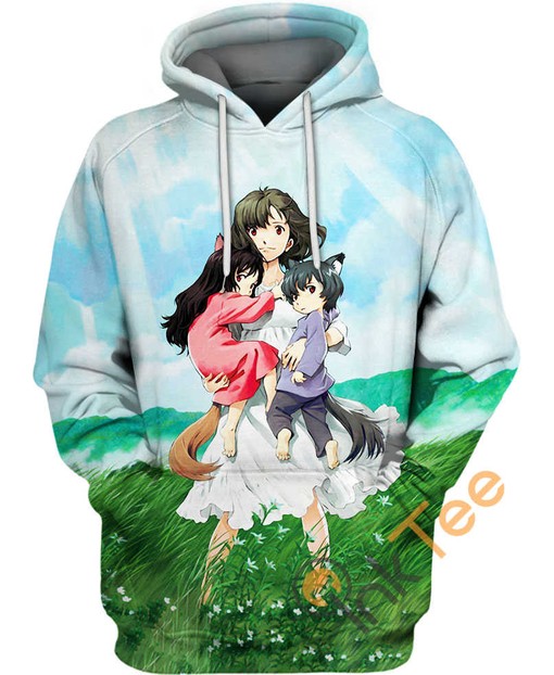 Wolf Children Ame and Yuki Anime Hoodie with 3D Print All Over Design