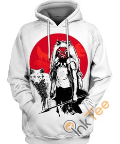 Wolf Girl Sumi-e Japanese Art Hoodie with 3D Print in Stunning Design