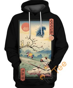 Wolf Princess Ukiyo E Hoodie in 3D Design - Must-Have for Fans of Wolves and Japanese Art