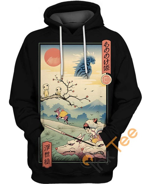 Wolf Princess Ukiyo E Hoodie in 3D Design - Must-Have for Fans of Wolves and Japanese Art