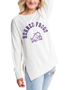 Women's Gameday Couture Cream TCU Horned Frogs Split Pullover Top, Official University Fan Shirt