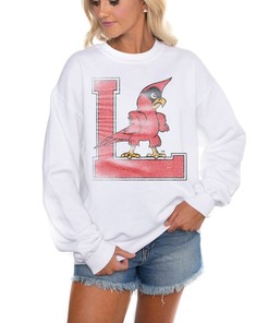 Women's Gameday Couture White Louisville Cardinals Crewneck Sweatshirt