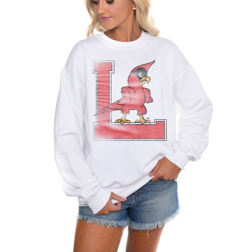 Women's Gameday Couture White Louisville Cardinals Crewneck Sweatshirt