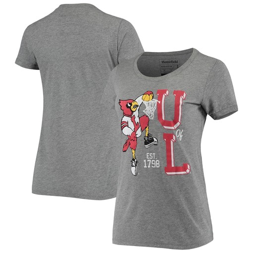 Women's Heathered Gray Louisville Cardinals Dunking T-Shirt