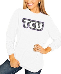 Women's It's A Win Vintage Vibe Long Sleeve T-Shirt for TCU Horned Frogs Fans, Official University Fan Shirt
