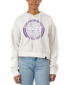 Women's Pigment Dyed Fleece Crop Hoodie for TCU Horned Frogs Fans, Official University Fan Shirt