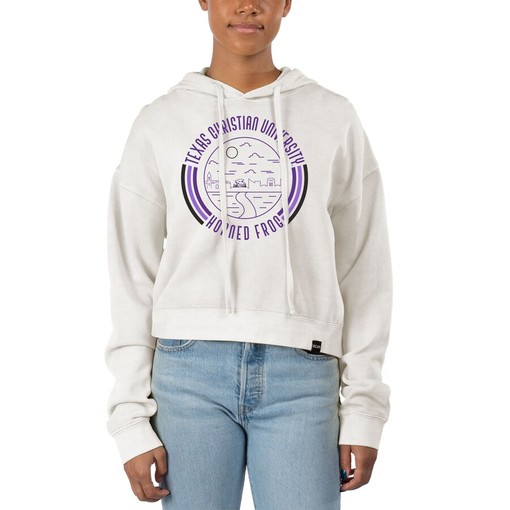 Women's Pigment Dyed Fleece Crop Hoodie for TCU Horned Frogs Fans, Official University Fan Shirt