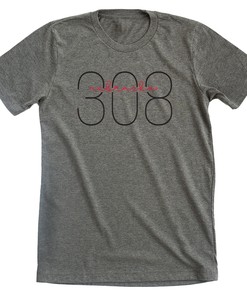 Women's Premium Nebraska Huskers Shirt with 308 Area Code for Cornhuskers and State Pride NCAA Shirts
