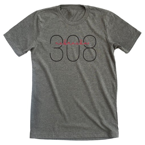 Women's Premium Nebraska Huskers Shirt with 308 Area Code for Cornhuskers and State Pride NCAA Shirts