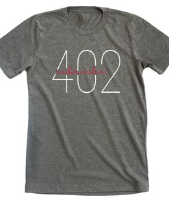 Women's Premium Nebraska Huskers Shirt with 402 Area Code for Cornhuskers and State Pride NCAA Shirts