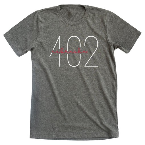 Women's Premium Nebraska Huskers Shirt with 402 Area Code for Cornhuskers and State Pride NCAA Shirts