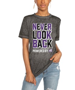 Women's Tcu Gameday Couture Poweredby Never Look Back Acid Wash T-Shirt, Perfect for Tcu Fans and Students