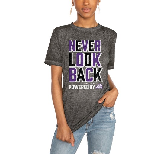 Women's Tcu Gameday Couture Poweredby Never Look Back Acid Wash T-Shirt, Perfect for Tcu Fans and Students