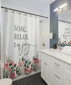 Women's Unique Shower Curtain - Soak, Relax, and Enjoy
