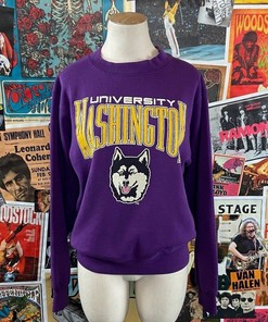 Women's Vintage UW Huskies Graphic Sweatshirt, American University T-Shirt for Women