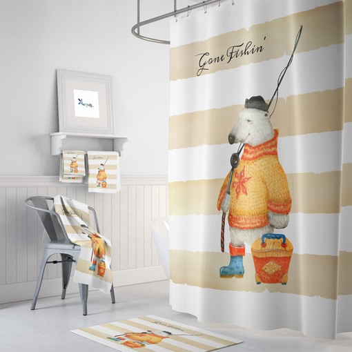 Woodland Bear Shower Curtain Set with Matching Bath Accessories for Nature-Inspired Bathroom Decor