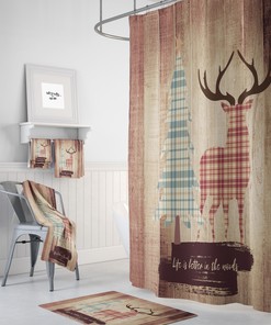 Woodland Deer Shower Curtain Set - Rustic Charm for Your Bathroom