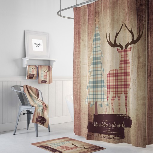 Woodland Deer Shower Curtain Set - Rustic Charm for Your Bathroom