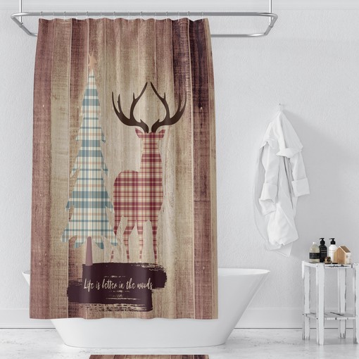 Woodland Deer Shower Curtain Set - Rustic Charm for Your Bathroom - Image 2