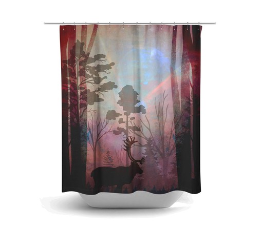 Woodland Moose Sunset Shower Curtain for Cozy Decor - Image 2