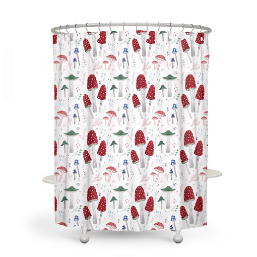 Woodland Mushrooms Shower Curtain with Coordinating Towels and Mat for Rustic Bathroom Decor - Image 2