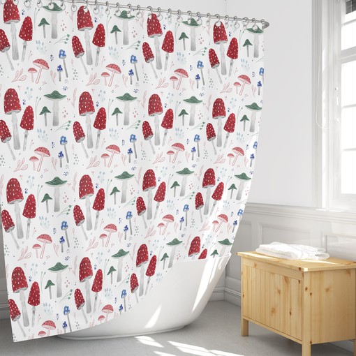 Woodland Mushrooms Shower Curtain with Coordinating Towels and Mat for Rustic Bathroom Decor - Image 3