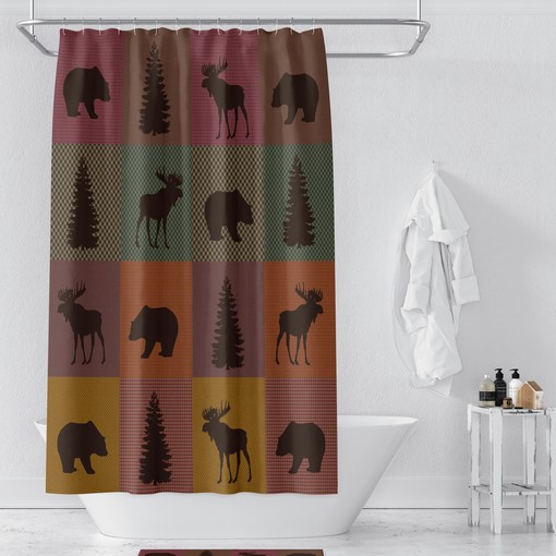 Woodland Plaid Shower Curtain with Rustic Bath Accessories for Cozy Bathroom Decor - Image 2