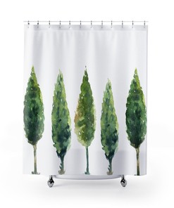 Woods Evergreen Trees Bath Curtain - Farmhouse and Bathroom Decoration for Woods Lovers