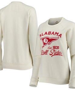 Wopressbox Cream Alabama Crimson Tide Old Standard Pennant Knobi Raglan Pullover Sweatshirt With State University Shirt